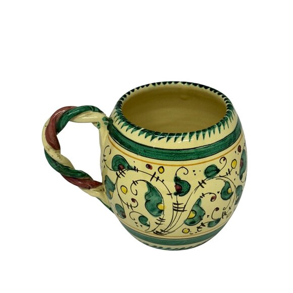 VTG Hand Painted Ceramic Mug Folk Art Multicolor Swirl Handle 3.5"x3.75" Decor - Picture 1 of 8